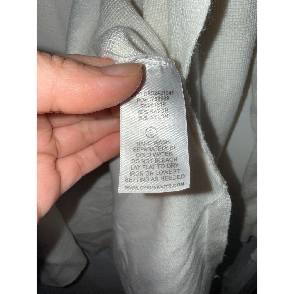 Cyrus White Open Front Cardigan Sweater L Flaw DIY Dye Project - Picture 4 of 11